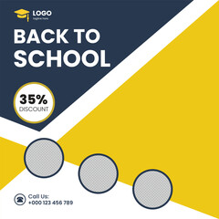 vector school admission social media post and web banner template