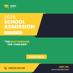 vector school admission social media post and web banner template