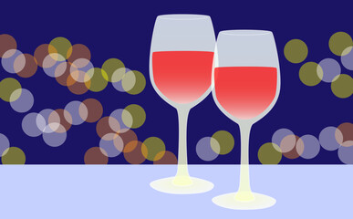 Enjoy a glass of red wine at a restaurant with a night view