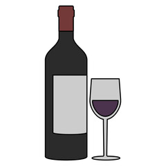 Champagne and Wine Collection Illustration - Wine and Glass