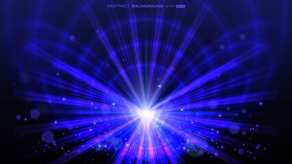 Abstract blue light beam background with circle glowing and glitter light effect