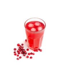 Cold Lingonberry Drink, Iced Cowberry Tea, Refreshing Cranberry Cocktail, Berry Mors, Red Berries Juice © ange1011