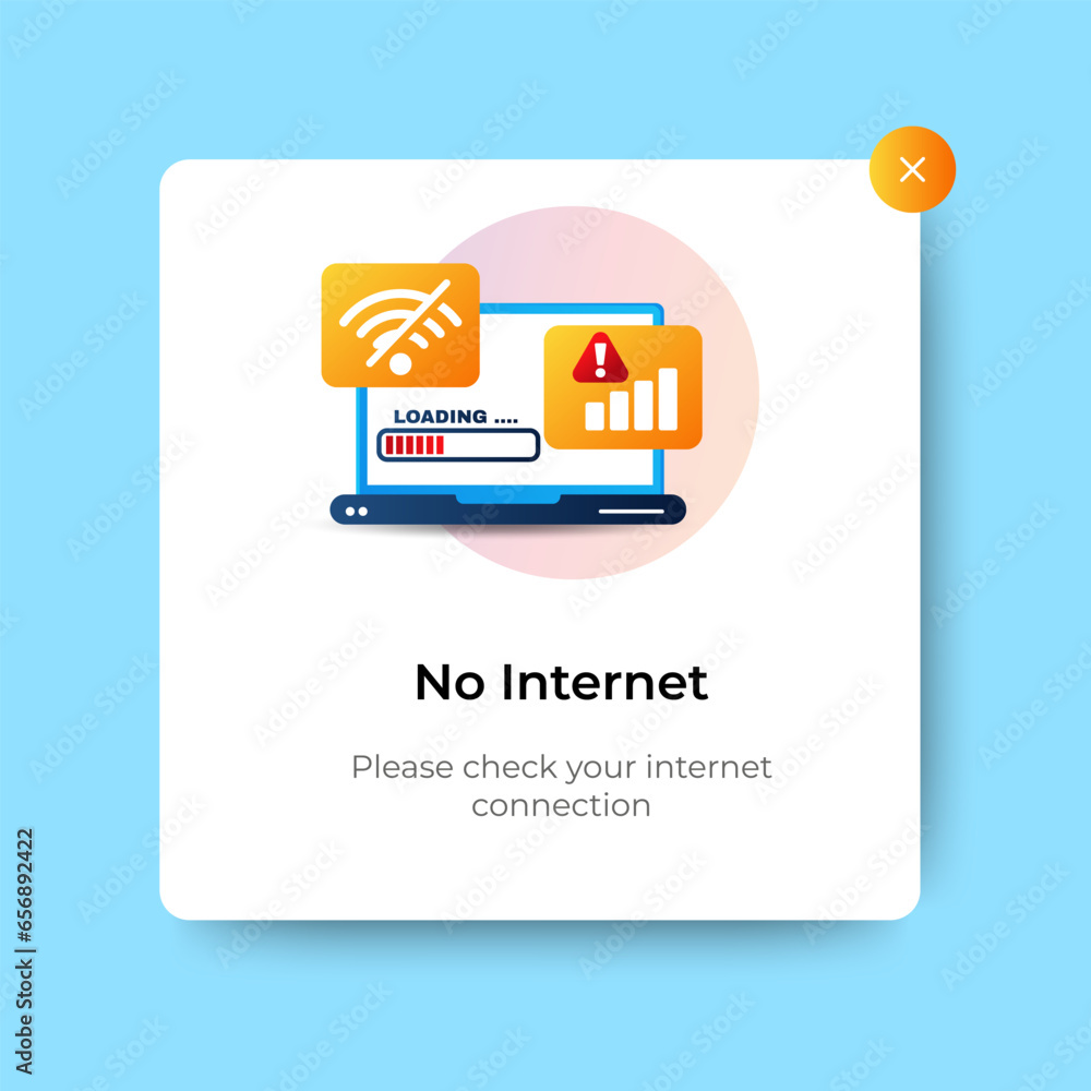 Poster no internet connection pop up icon banner design, themes and template. professional web design, full