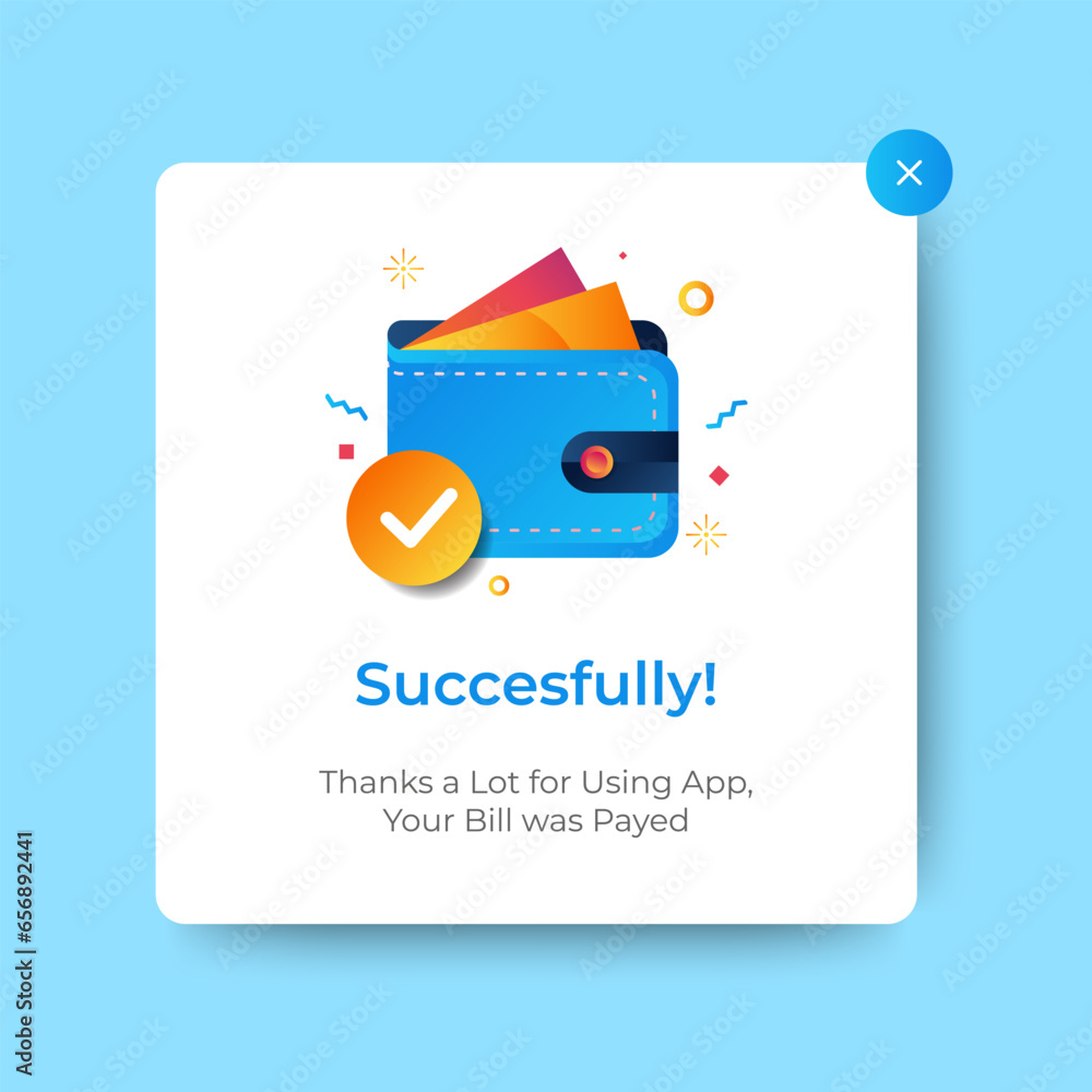 Poster successfully payment pop up banner design, themes and template. professional web design, full set of