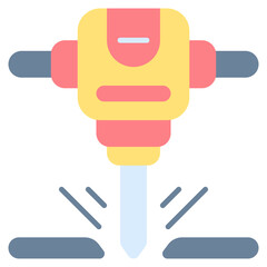 Vector Icon Road drill, Auger Tool, Construction, Safety, Repair Equipment