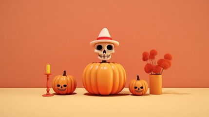 3D illustration banner for Halloween 