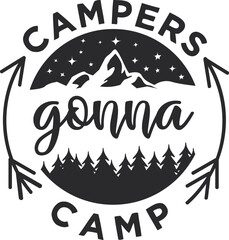 Adventures black and camping quotes bundle