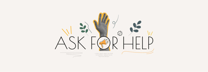 Ask for help banner. Modern design. - obrazy, fototapety, plakaty