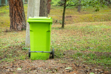 Trash bin in nature.