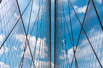 structure architecture. brooklyn bridge in new york. urban architecture of new york city. way to...