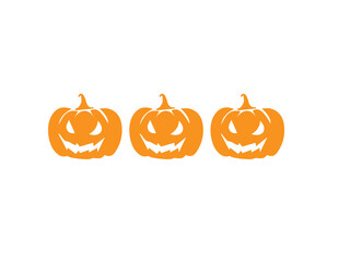 Cartoon halloween pumpkin set. Different shapes and sizes orange gourd isolated on white background. Vector illustration