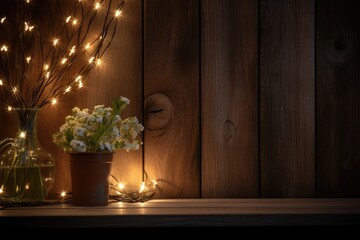 string of light against dark wood for ambiance