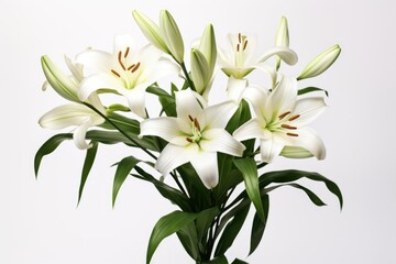 White lily flowers isolated on a white background
