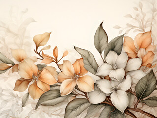  sepia monohromatic background with flowers