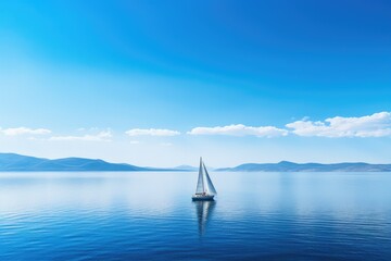 Fototapeta premium a small sailing boat on a calm blue sea