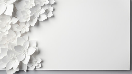 Paper flower decor in corner of background. Abstract copy space concept.