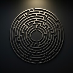 3D Maze or labyrinth, minimalist, logo design, AI-generative - obrazy, fototapety, plakaty