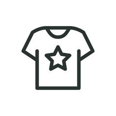 Merchandiser's branded clothing isolated icon, merchandise t-shirt vector icon with editable stroke