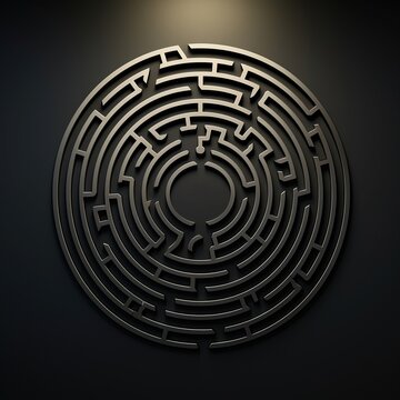 3D Maze or labyrinth, minimalist, logo design, AI-generative