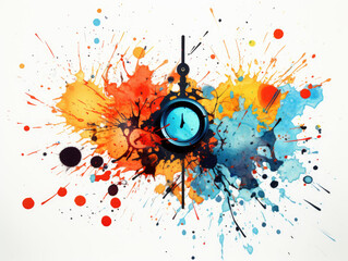 Vintage clock showing midnight, New Year celebration concept, colorful conceptual illustration