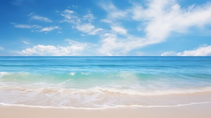 Relaxing and inspiring seascape of sky and sea: a panoramic view of a tropical beach with a wide horizon - 656903215