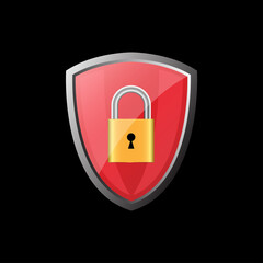 Shield protection icon. Shield security icon. Lock security icon. 
