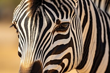 Fototapeta na wymiar Portrait of a beautiful African zebra.