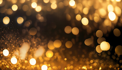 Defocused bokeh background of golden glitter and lights - wallpaper