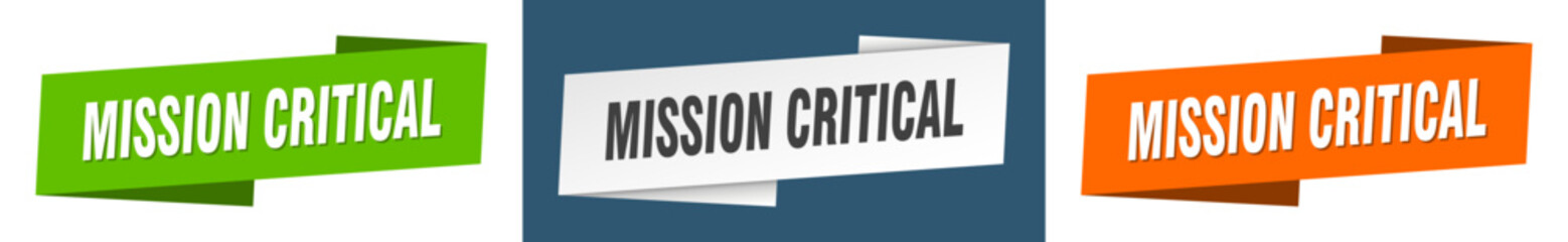 mission critical banner. mission critical ribbon label sign set