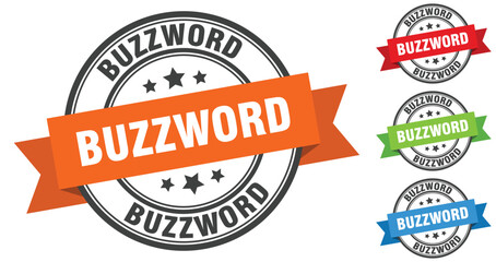buzzword stamp. round band sign set. label