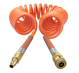 Spiral orange color pneumatic hose for compressed air - 3D illustration - 656907490