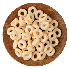 Cereal Rings Isolated, Breakfast Rice Loops, Corn Cereals Snack