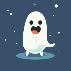 Fototapeta premium Vector cute halloween ghost flat character