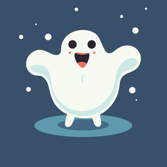 Vector cute halloween ghost flat character