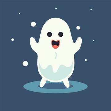 Vector cute halloween ghost flat character