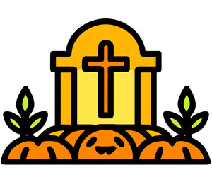 Tomb Halloween doodle icon cartoon style