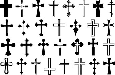 Illustration of different crosses isolated on white