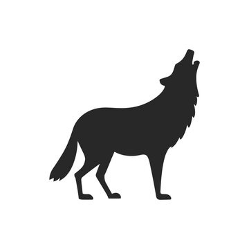 black wolf howling vector silhouette