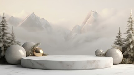 marble podium floating with christmas concept for product display ai generated
