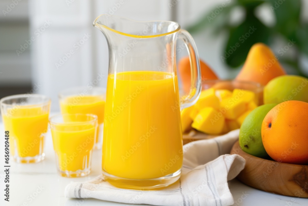 Canvas Prints showing clear pitcher filled with mango juice