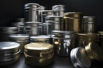 a cluster of metallic containers. Generative AI