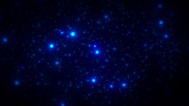 Sparkle starry night sky. Dark space background. Glowing blue stars on navy blue black backdrop. Rotating motion. Shiny particles. Loop cosmos animation 4k. Abstract galaxy texture. Zodiac signs, fate