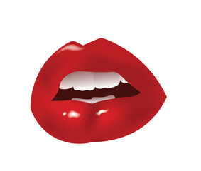 red lips isolated on white background vector