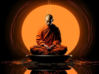 Fototapeten silhouette of shaolin monk in meditation © Animaflora PicsStock