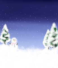 christmas tree and snowman background