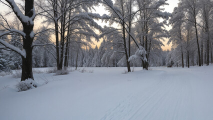 Obraz premium sunset in winter