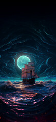 A ship at sea
