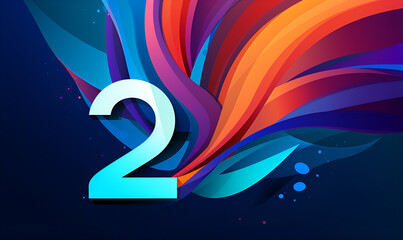 Number 2 logo icon design, 2nd birthday logo number, anniversary 2 - obrazy, fototapety, plakaty
