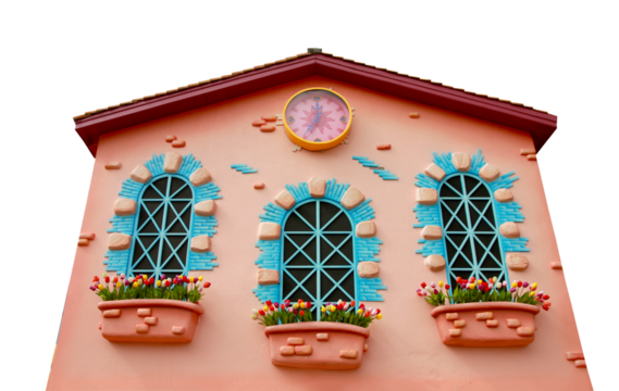 Pink of house in design and decorating.