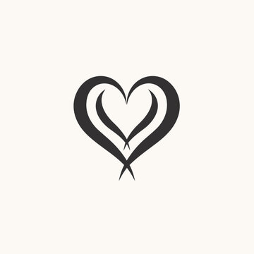 Lash artist monochrome glyph logo. Personal care. Organic beauty. Heart symbol. Design element. Created with artificial intelligence. Ai art for corporate branding, makeup studio, body shop